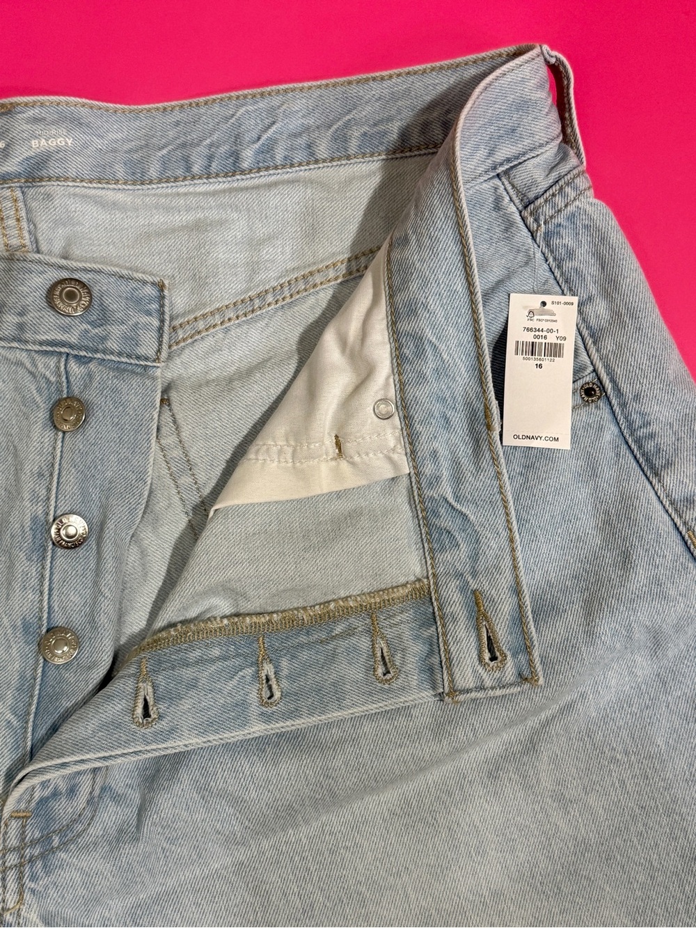 Old Navy Light Blue LONG BAGGY Denim Women's Cutoff Shorts - Picture 5 of 5